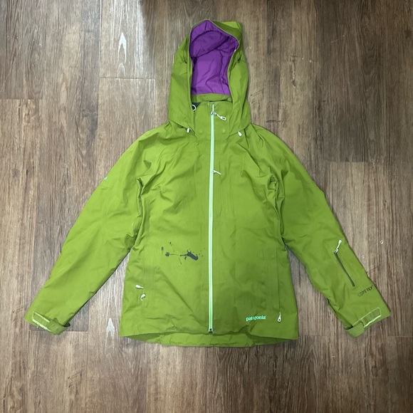 Patagonia Goretex Jacket Recco Down Insulated Hardshell Green Ski Jacket Size M - Picture 1 of 16